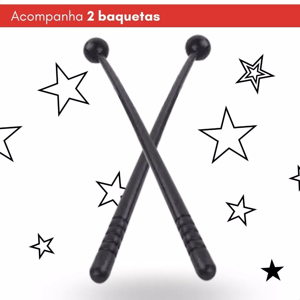 Bateria Infantil Completa com Prato, Tambores e Baquetas - Musicalização e Diversão