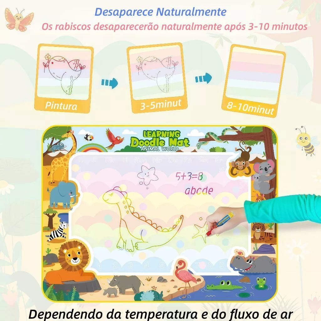 Tapete de Desenho Mágico com Água — Educativo e Sem Sujeira (Reutilizável)