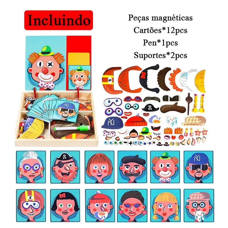 Montessori Toy Crianças Quebra Cabeça Magnético Infantil