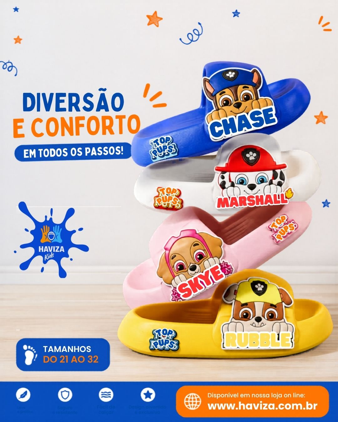 Chinelo Nuvem Patrulha Canina- Macio e Super Confortável