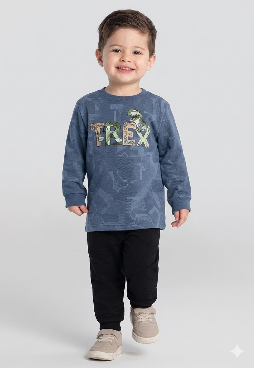 Conjunto Moletom Menino Blusão T-Rex Brandili - Conforto e Estilo Radical