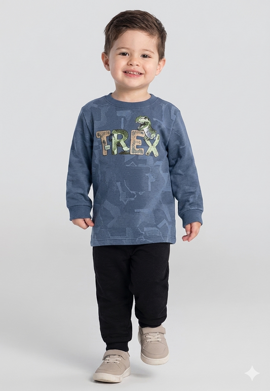 Conjunto Moletom Menino Blusão T-Rex Brandili - Conforto e Estilo Radical