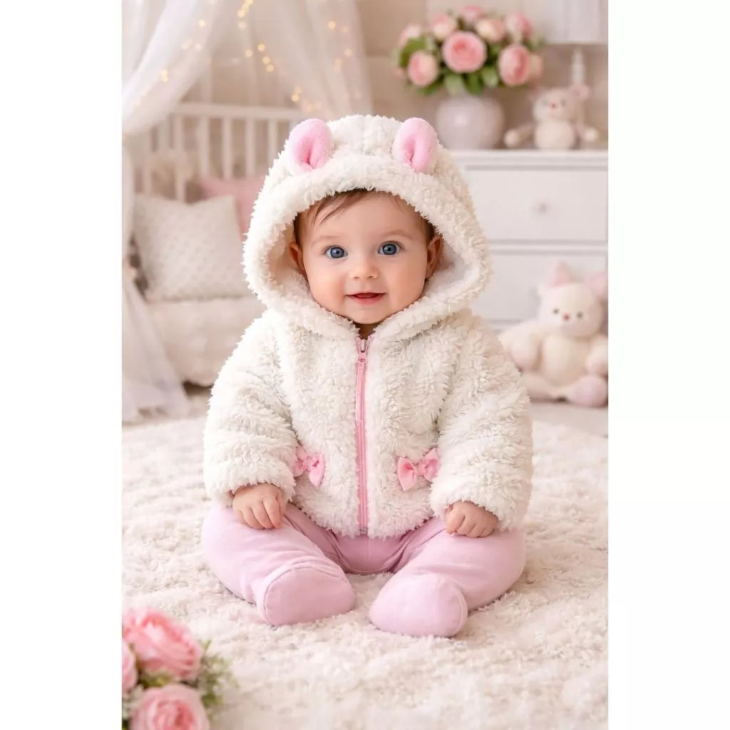 Casaco Teddy Menina  - Estilo Conforto e Muita delicadeza