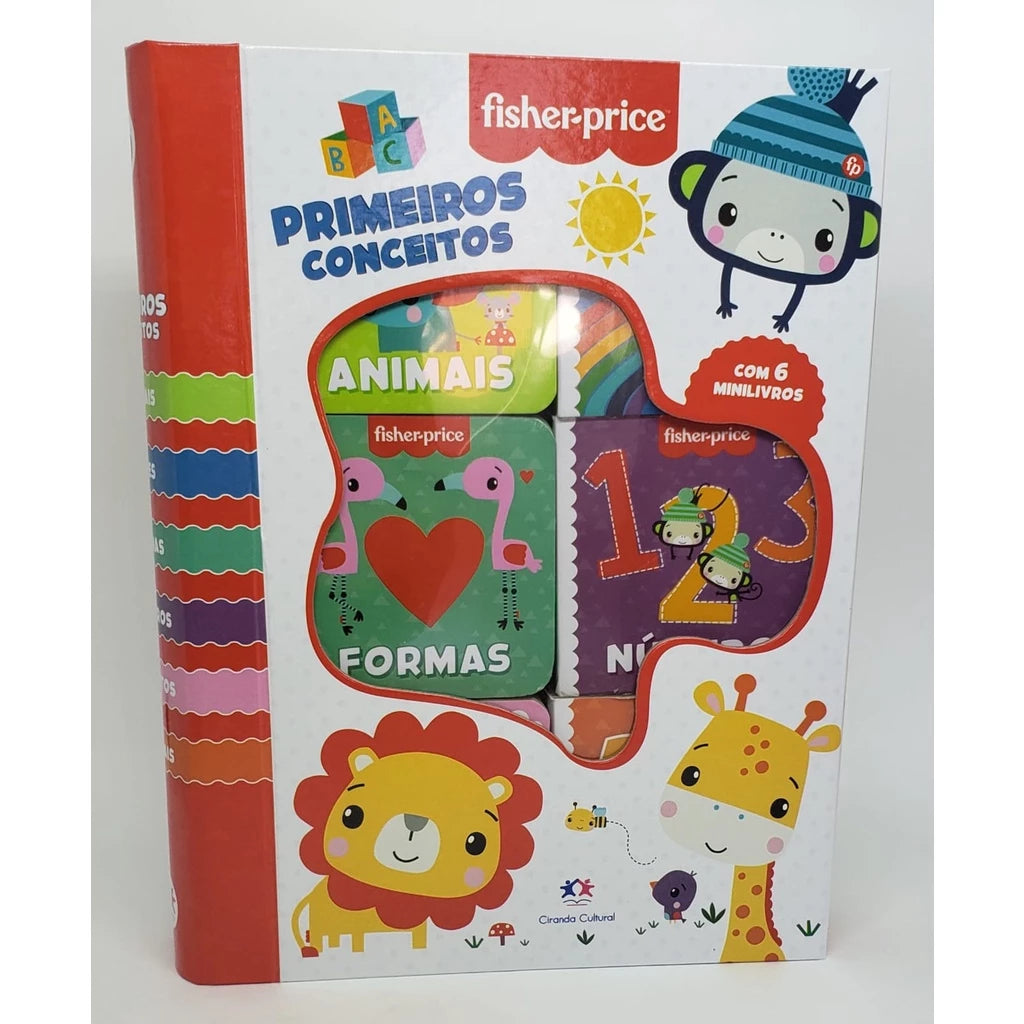 Kit Livro Box com 6 Minilivros Fisher Price - Primeiros Conceitos Educativos