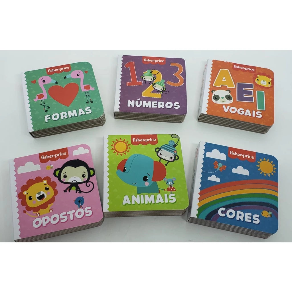 Kit Livro Box com 6 Minilivros Fisher Price - Primeiros Conceitos Educativos