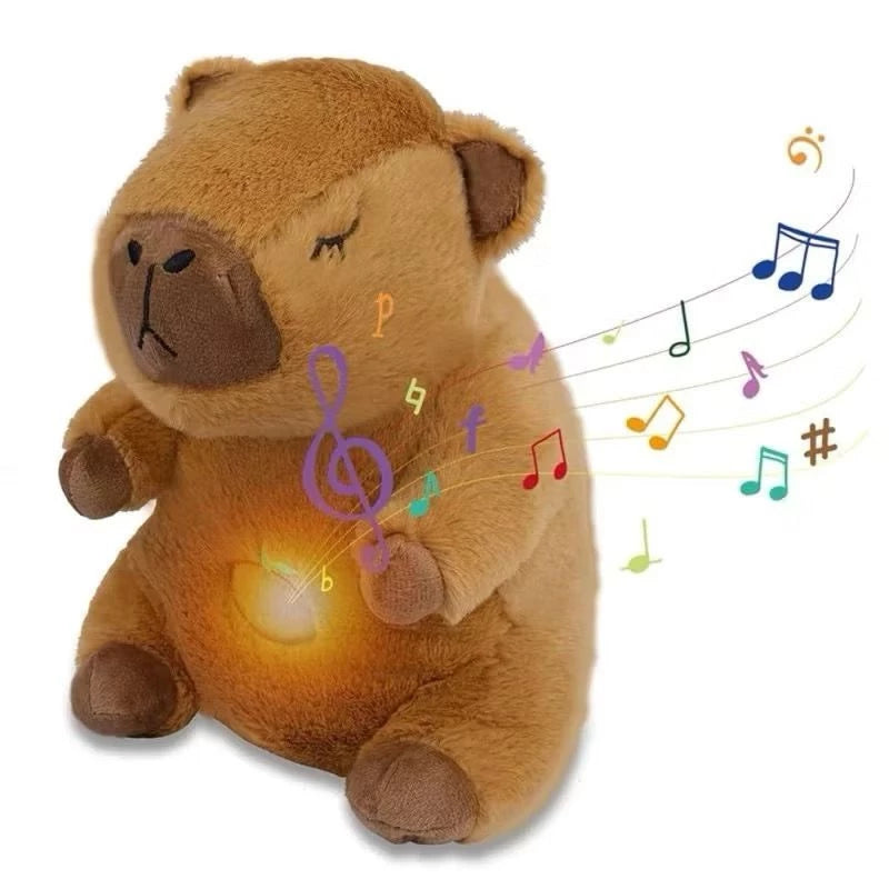 Capivara de Pelúcia que Respira Original - Anti-Ansiedade com Luz e Som Relaxante