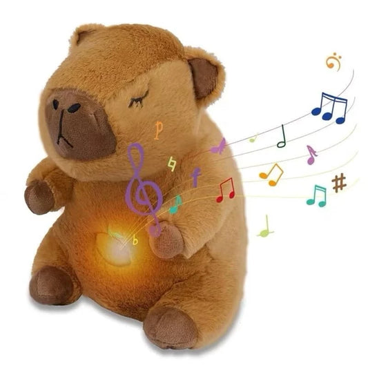 Capivara de Pelúcia que Respira Original - Anti-Ansiedade com Luz e Som Relaxante