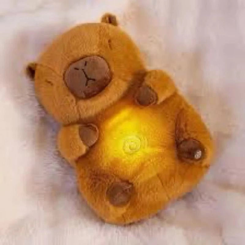 Capivara de Pelúcia que Respira Original - Anti-Ansiedade com Luz e Som Relaxante