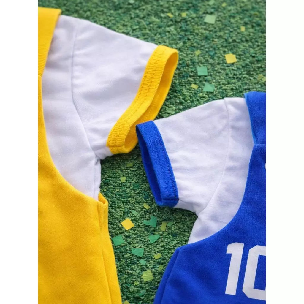 Jardineira do Bebê Menino  + Camisa Copa do Mundo