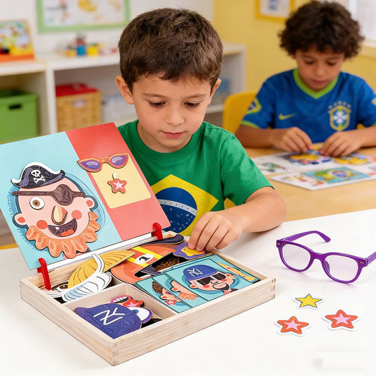 Montessori Toy Crianças Quebra Cabeça Magnético Infantil