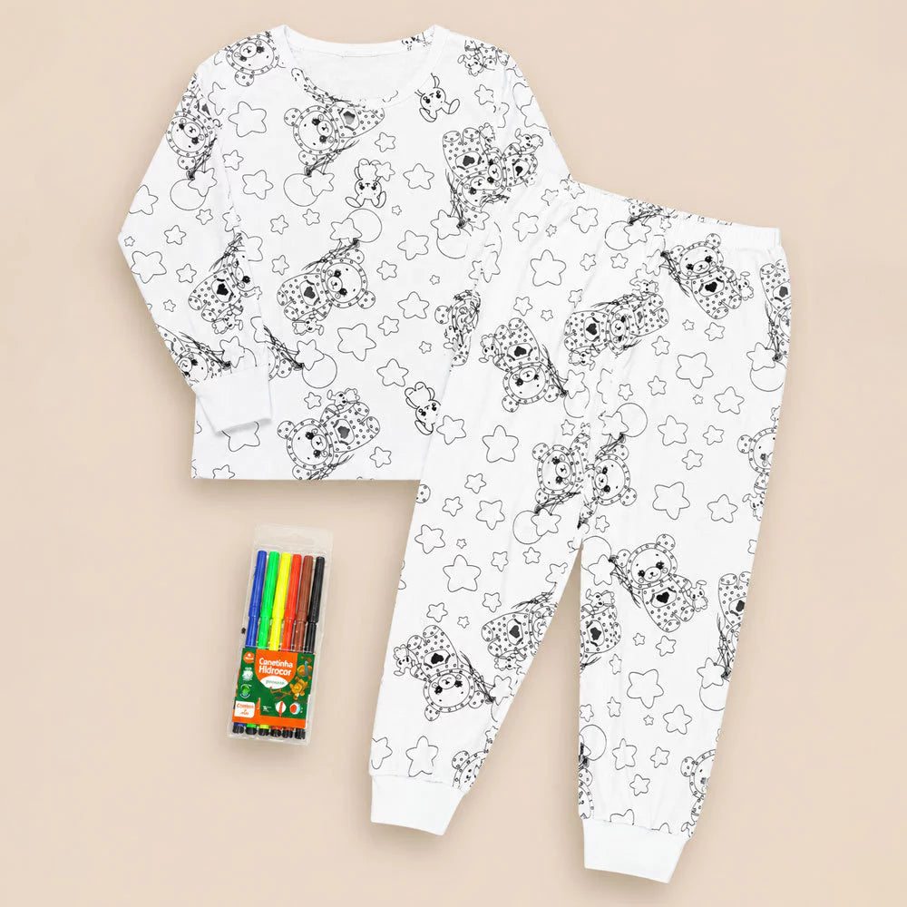 Pijama para colorir- Unindo Conforto, Criatividade e Diversão