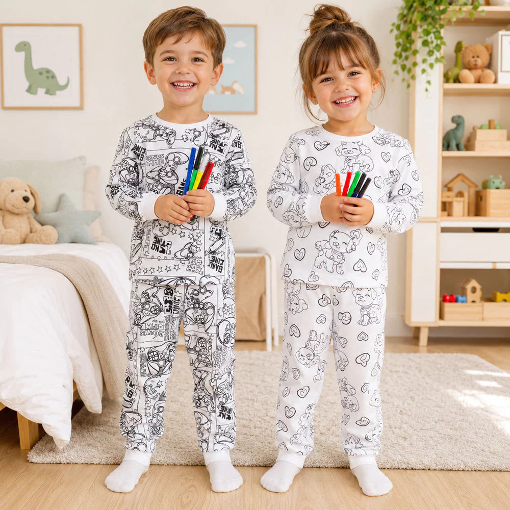 Pijama para colorir- Unindo Conforto, Criatividade e Diversão