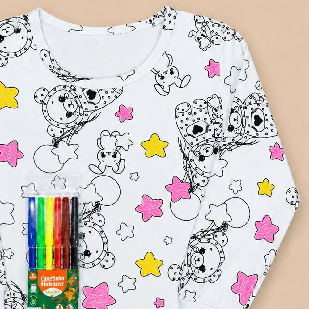 Pijama para colorir- Unindo Conforto, Criatividade e Diversão